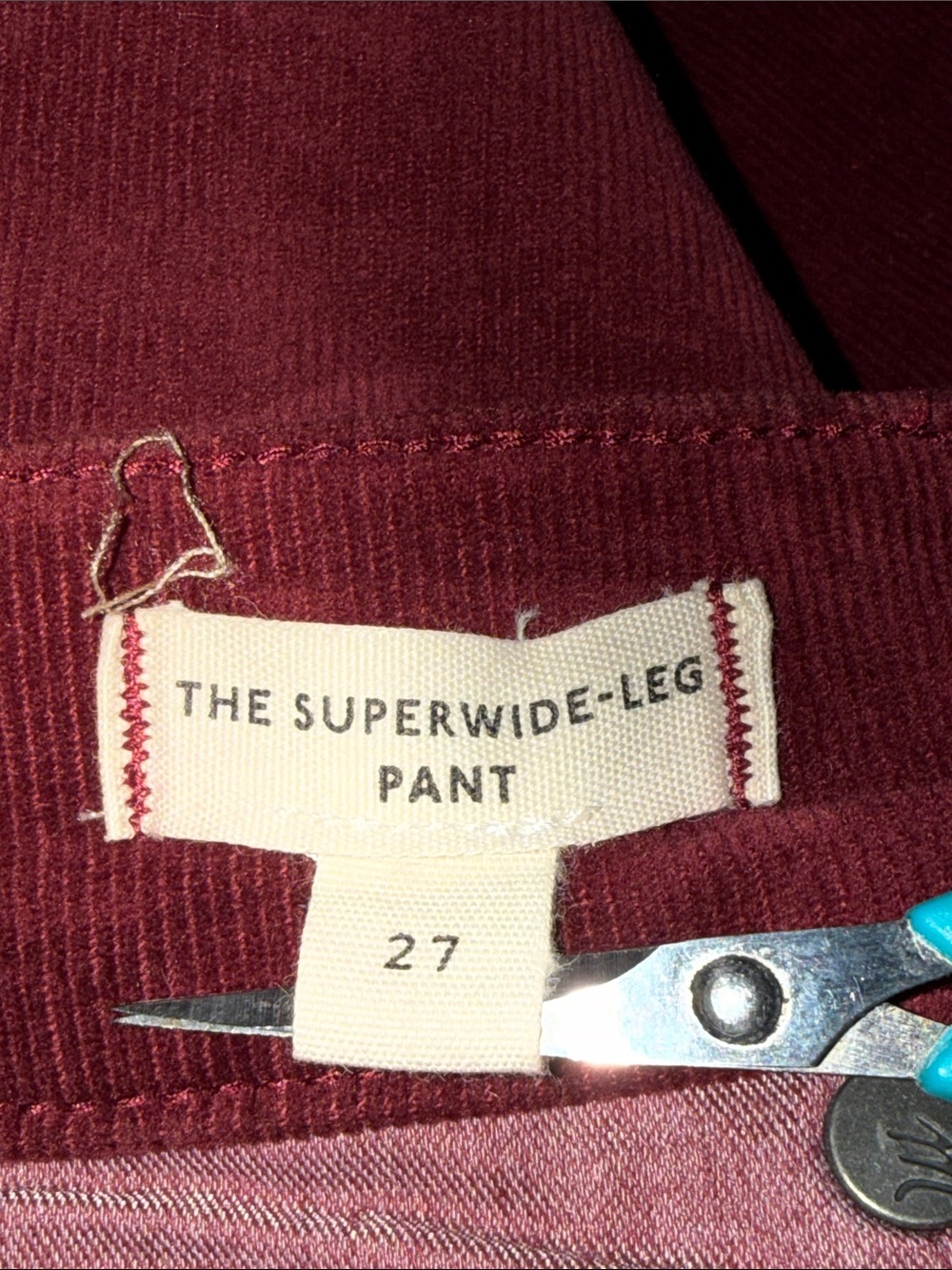 Madewell Burgundy Corduroy The Superwide-Leg Pant Size 27 - Picture 8 of 9